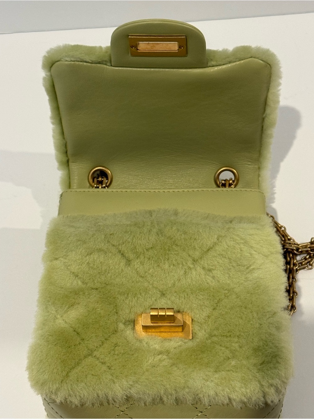 CHANEL 2.55 Shearling and Leather Shearling Fur Reissue Shoulder/Crossbody Bag - Picture 8 of 12
